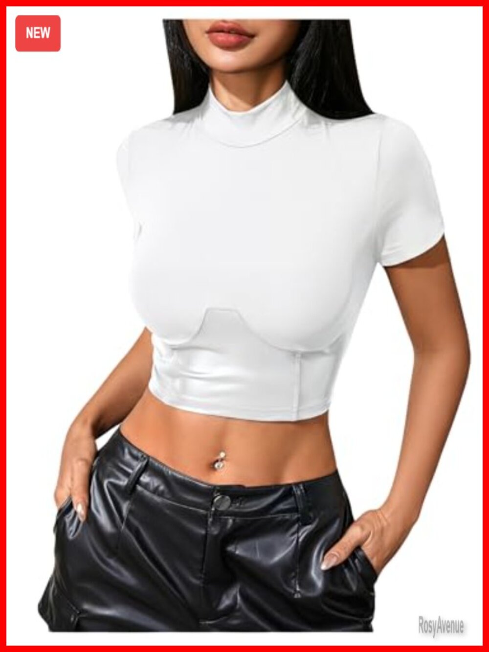 PU Leather Tube Crop Top Rave Club Party Concert Going Out Slim Fit